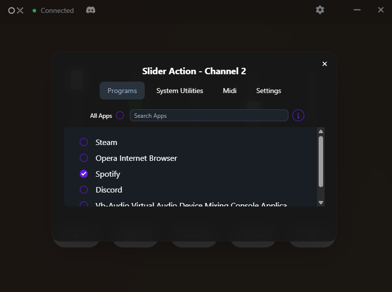 Dot X Application selection